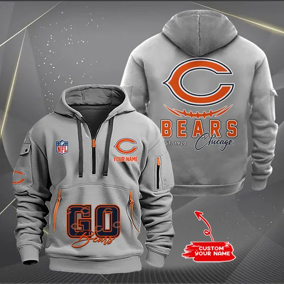 Chicago Bears New Personalized Heavy Limited Edition Quarter Zip Hoodie