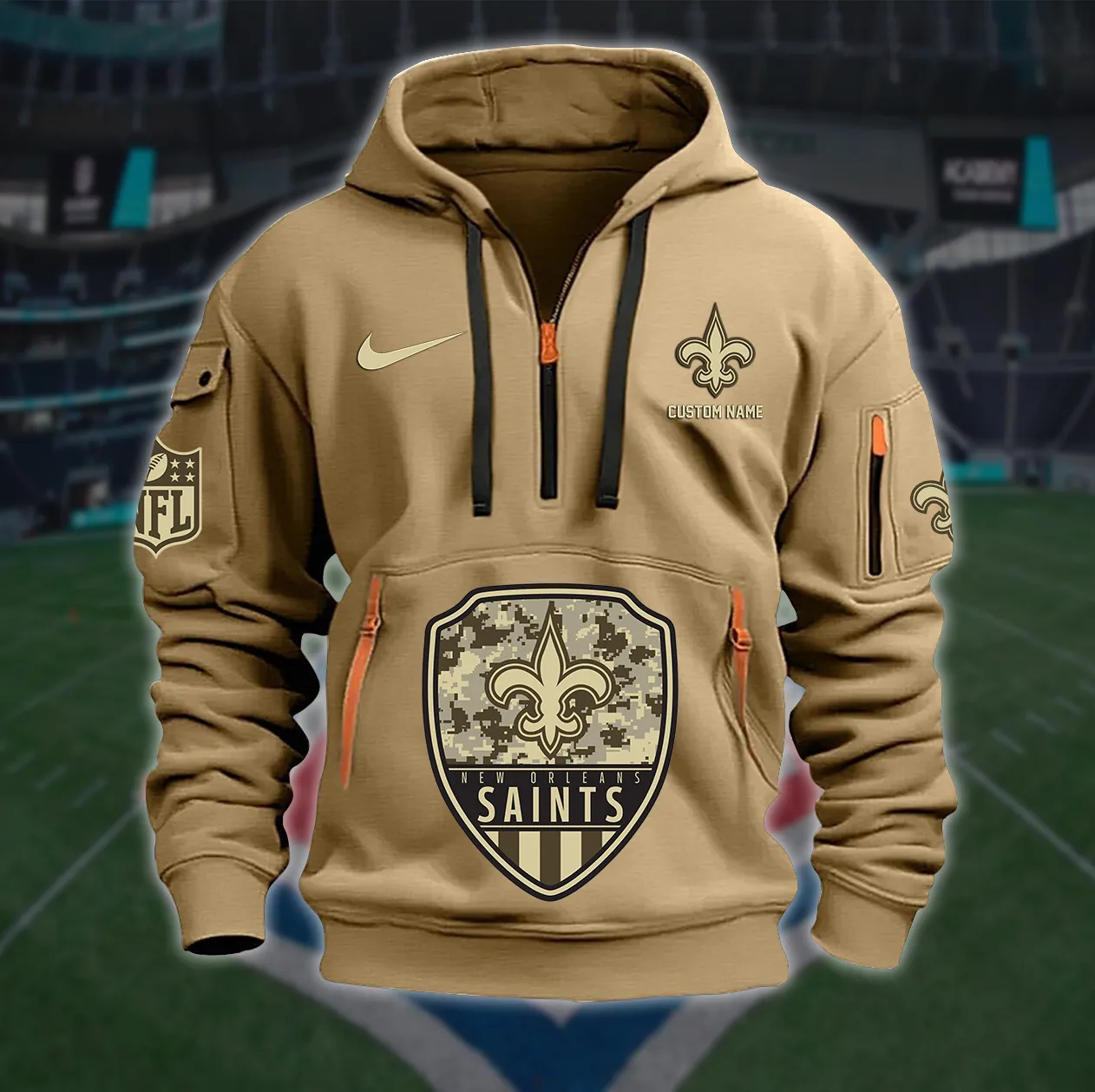 New Orleans Saints New Personalized Heavy Hoodie Quarter Zip Hoodie Limited Edition