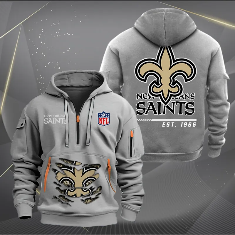 New Orleans Saints New Customized Heavy Hoodie Quarter Zip Hoodie Limited Edition