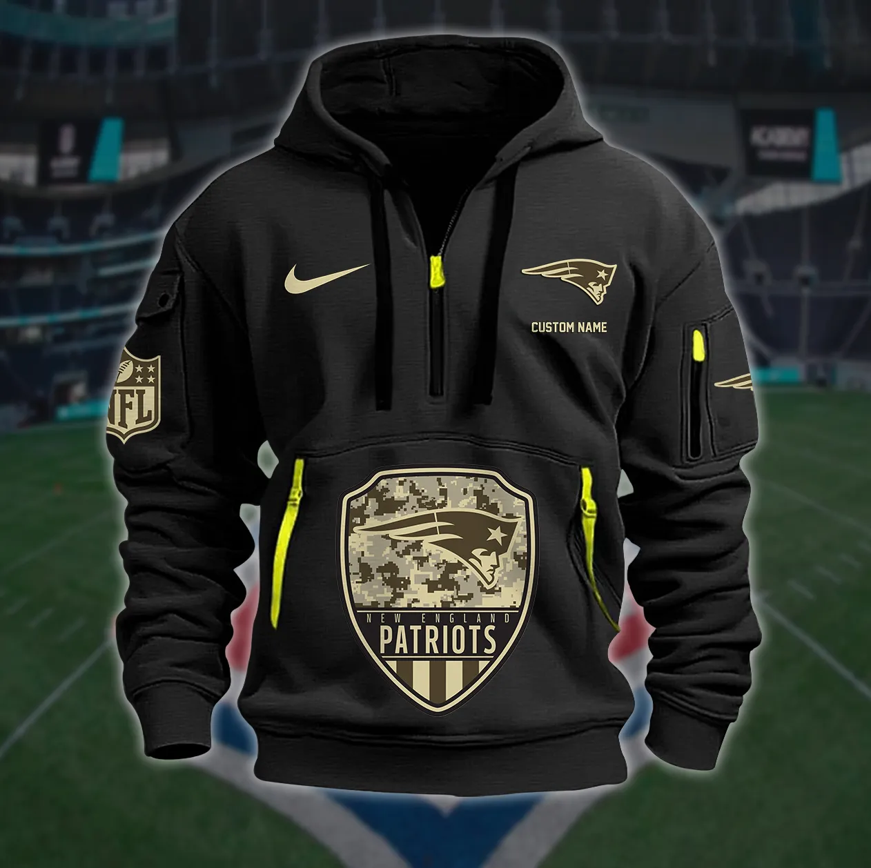 New England Patriots New Personalized Heavy Half Zip Hoodie For Men Women