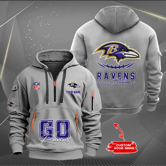 Baltimore Ravens New Personalized Heavy Half Zip Hoodie For Men Women