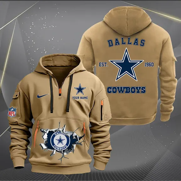 Dallas Cowboys New Customized Heavy Hoodie Quarter Zip Hoodie Limited Edition