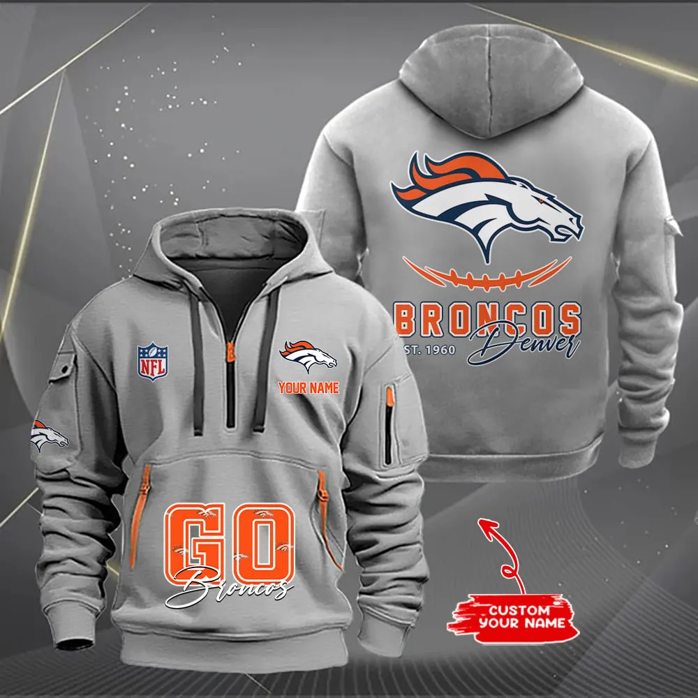 Denver Broncos New Personalized Heavy Half Zip Hoodie For Men Women
