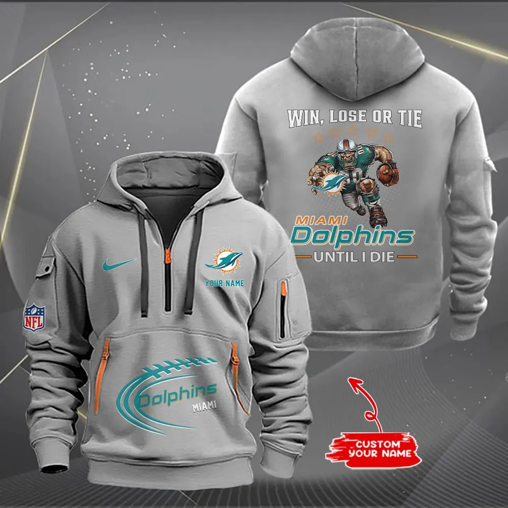 Miami Dolphins New Personalized Heavy Hoodie Quarter Zip Hoodie Limited Edition