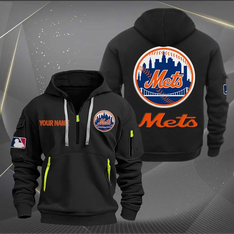 New York Mets Heavy Quarter Zip Hoodie For Men Women
