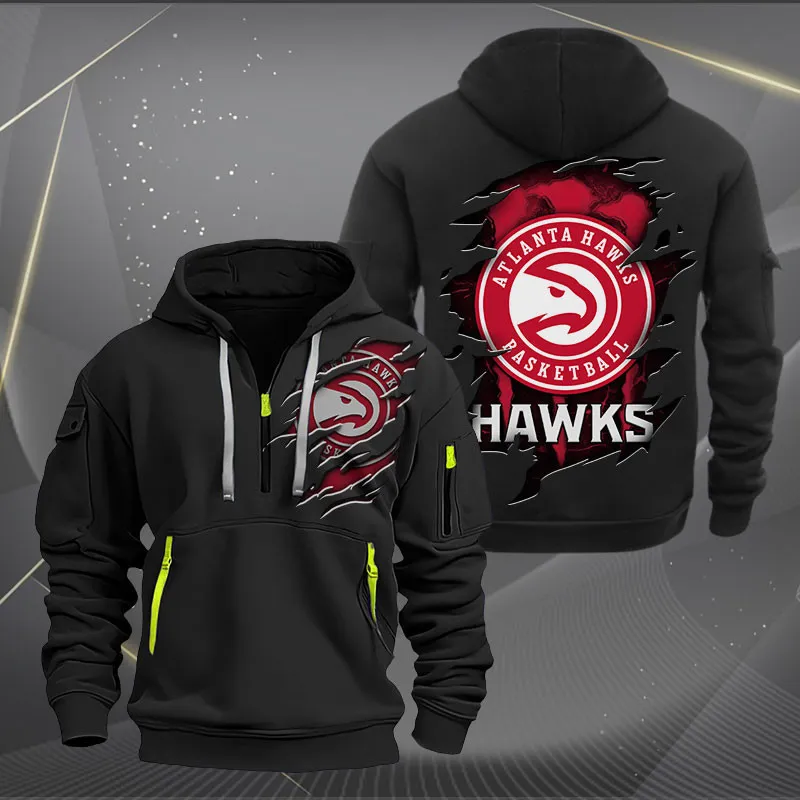 Atlanta Hawks Heavy Hoodie Quarter Zip Hoodie
