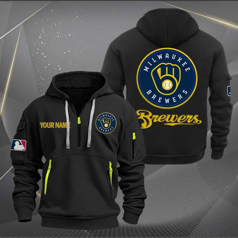 Milwaukee Brewers Heavy Quarter Zip Hoodie For Men Women