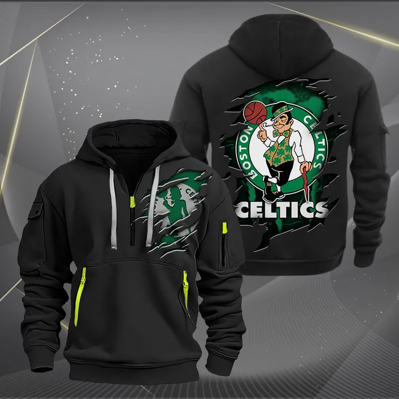 Boston Celtics Heavy Hoodie Quarter Zip Hoodie