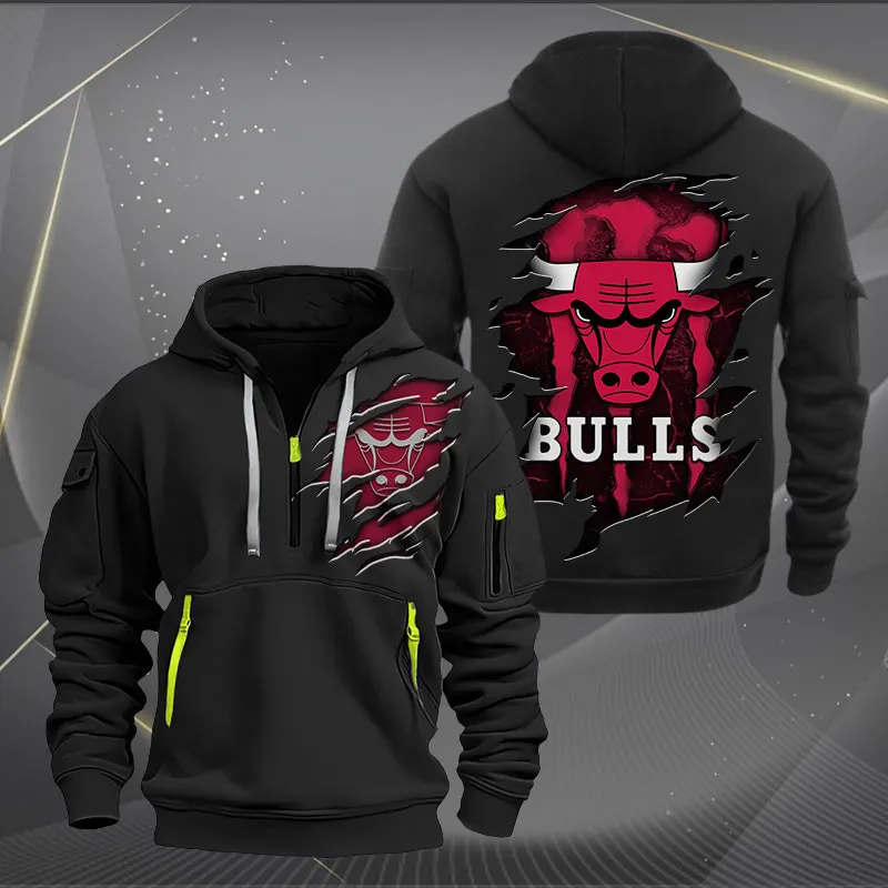 Chicago Bulls Bbht0104 Heavy Hoodie Quarter Zip Hoodie