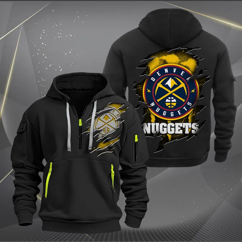 Denver Nuggets Heavy Hoodie Quarter Zip Hoodie