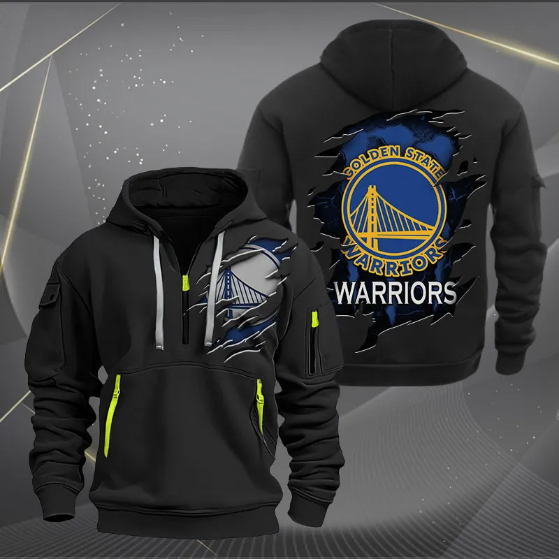 Golden State Warriors Heavy Hoodie Quarter Zip Hoodie