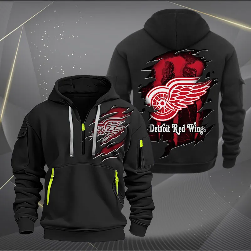 Detroit Red Wings Heavy Quarter Zip Hoodie For Men Women