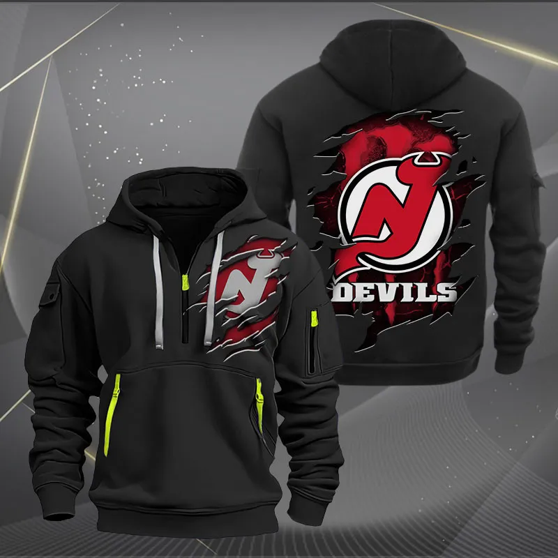 New Jersey Devils Heavy Quarter Zip Hoodie For Men Women