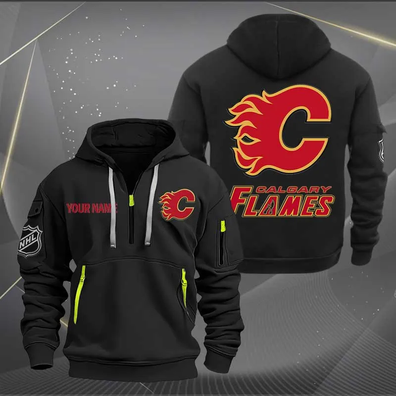Calgary Flames Heavy Hoodie Quarter Zip Hoodie