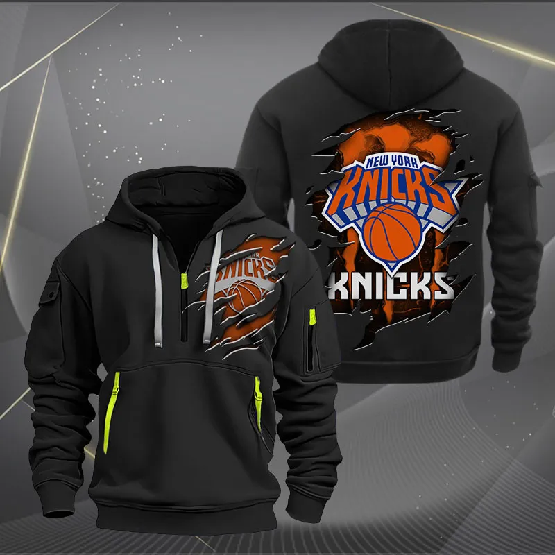 New York Knicks Heavy Hoodie Quarter Zip Hoodie