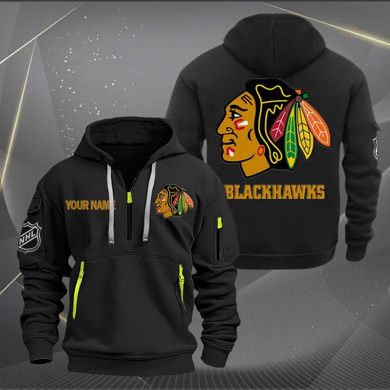 Chicago Blackhawks Heavy Hoodie Quarter Zip Hoodie