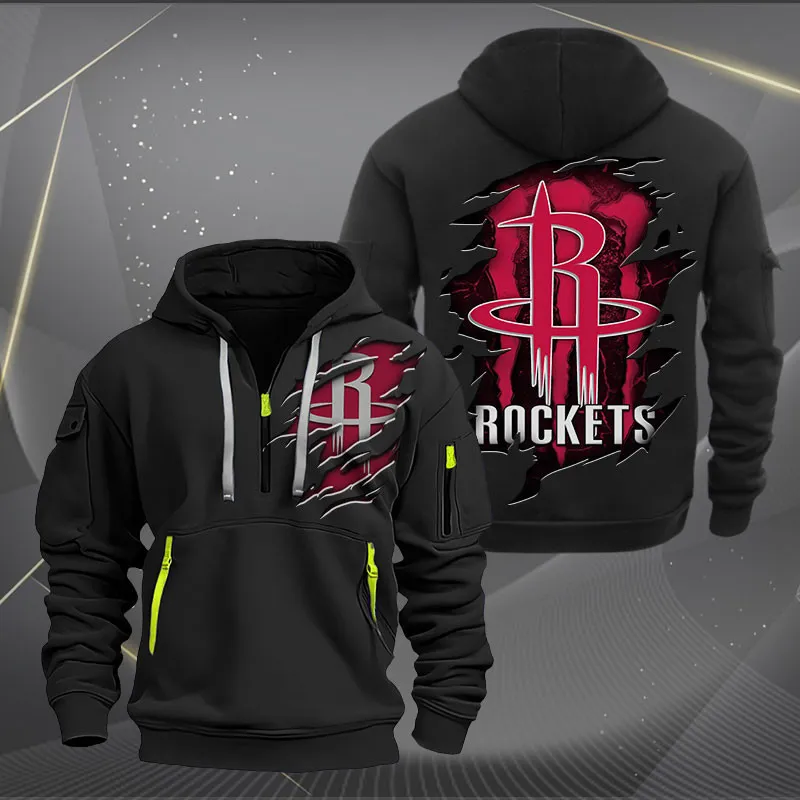 Houston Rockets Heavy Hoodie Quarter Zip Hoodie