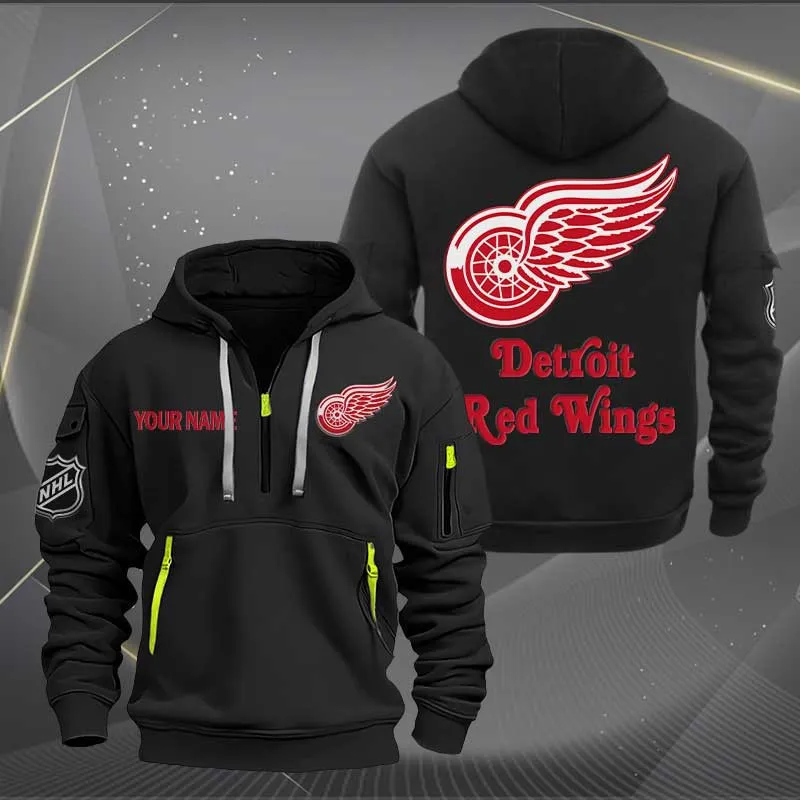 Detroit Red Wings Heavy Hoodie Quarter Zip Hoodie