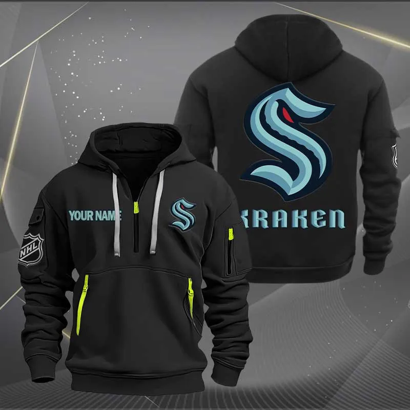 Seattle Kraken Heavy Hoodie Quarter Zip Hoodie