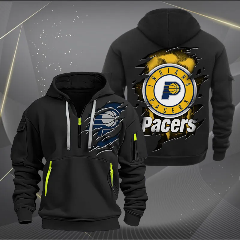 Indiana Pacers Heavy Hoodie Quarter Zip Hoodie