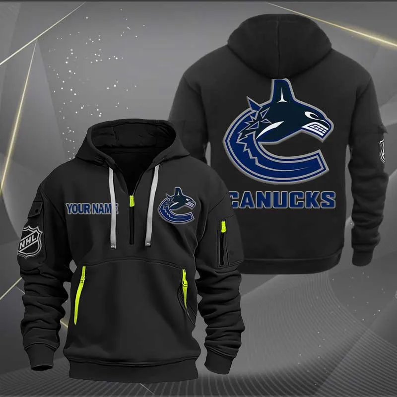 Vancouver Canucks Heavy Hoodie Quarter Zip Hoodie