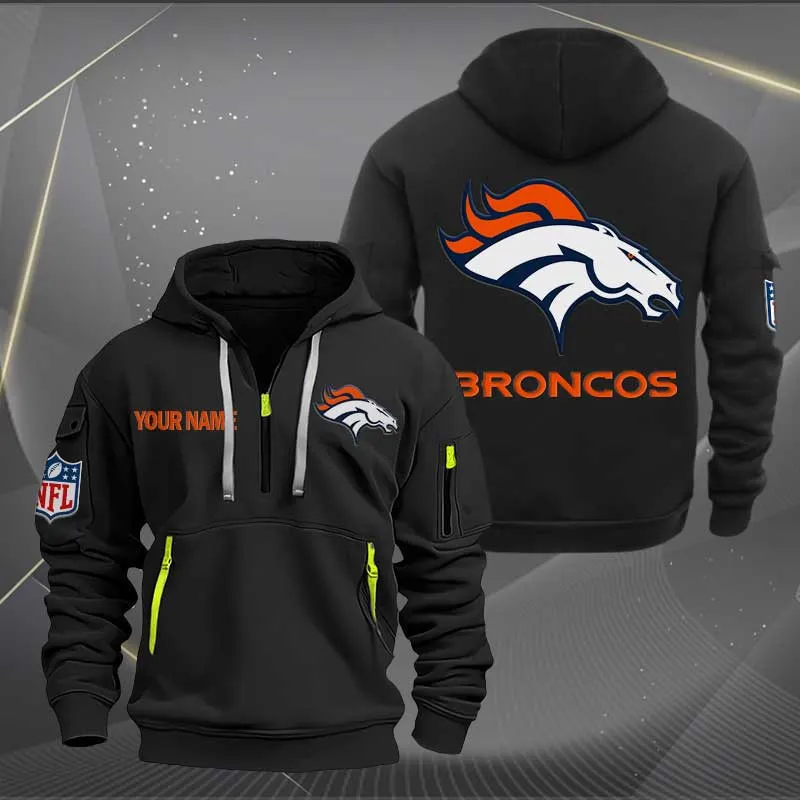 Denver Broncos Heavy Hoodie Quarter Zip Hoodie