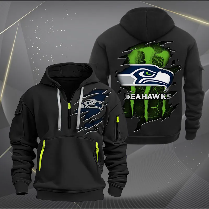 Seattle Seahawks Heavy Quarter Zip Hoodie For Men Women