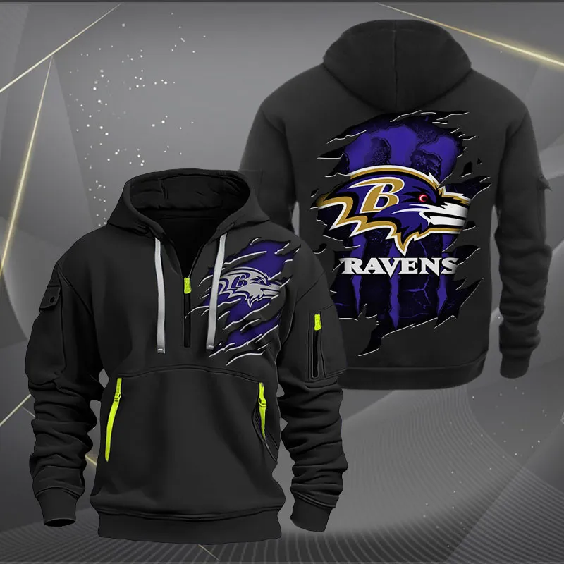Baltimore Ravens Heavy Quarter Zip Hoodie For Men Women