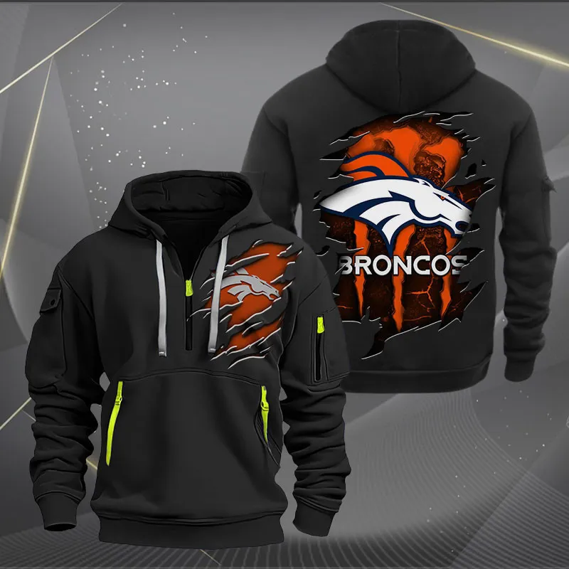 Denver Broncos Heavy Quarter Zip Hoodie For Men Women