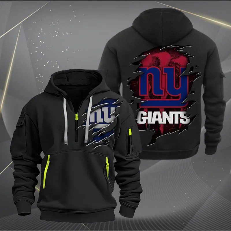 New York Giants Heavy Quarter Zip Hoodie For Men Women