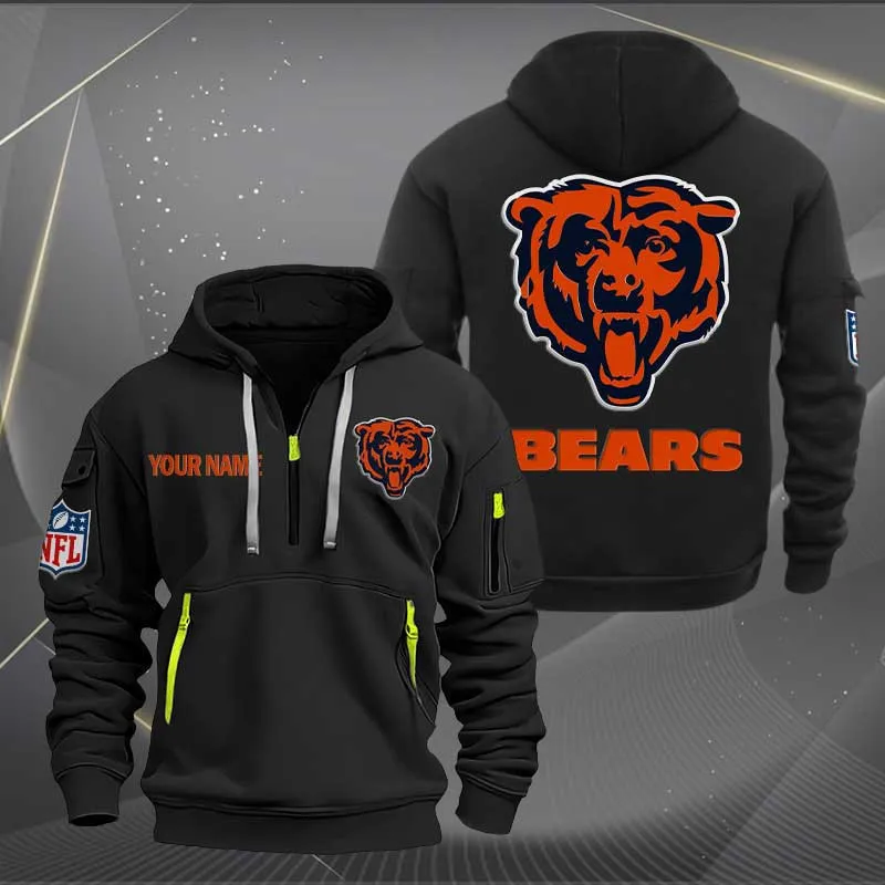 Chicago Bears Heavy Hoodie Quarter Zip Hoodie