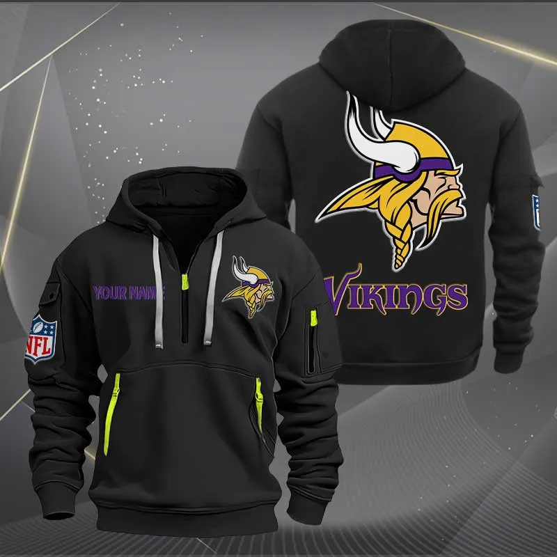 Minnesota Vikings Heavy Hoodie Quarter Zip Hoodie