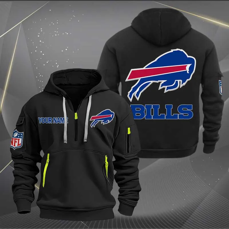 Buffalo Bills Heavy Hoodie Quarter Zip Hoodie
