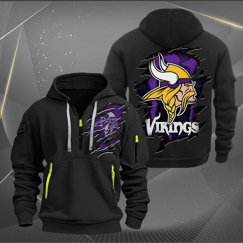 Minnesota Vikings Heavy Quarter Zip Hoodie For Men Women