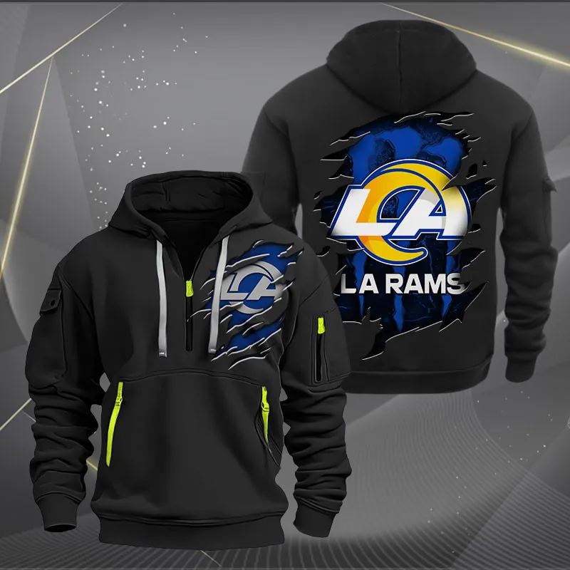 Los Angeles Rams Heavy Hoodie Quarter Zip Hoodie