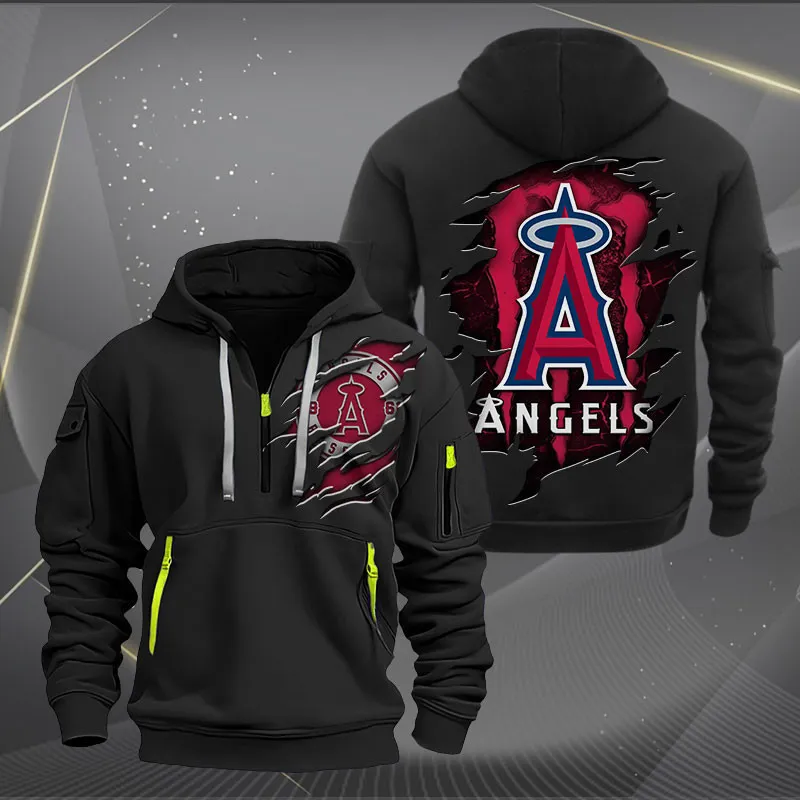 Los Angeles Angels Heavy Quarter Zip Hoodie For Men Women