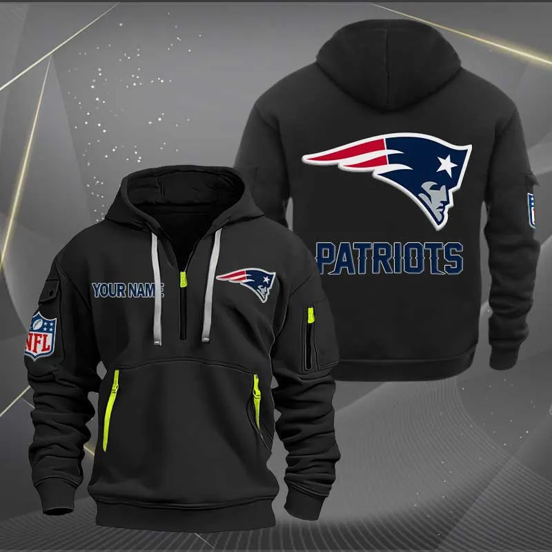 New England Patriots Heavy Hoodie Quarter Zip Hoodie