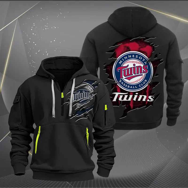 Minnesota Twins Heavy Hoodie Quarter Zip Hoodie