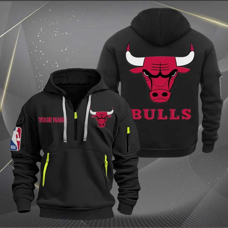 Chicago Bulls Heavy Hoodie Quarter Zip Hoodie
