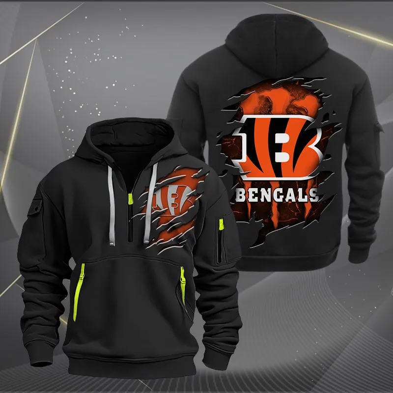 Cincinnati Bengals Heavy Quarter Zip Hoodie For Men Women