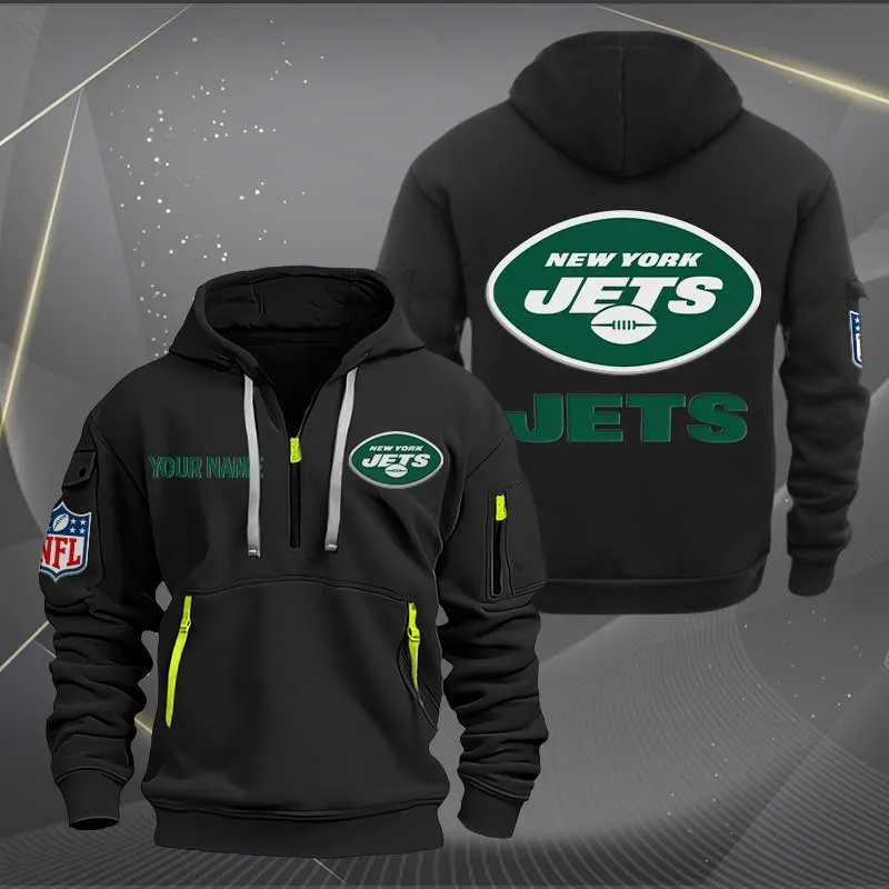 New York Jets Heavy Hoodie Quarter Zip Hoodie