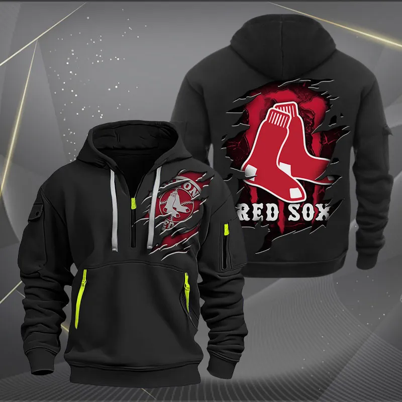 Boston Red Sox Heavy Hoodie Quarter Zip Hoodie