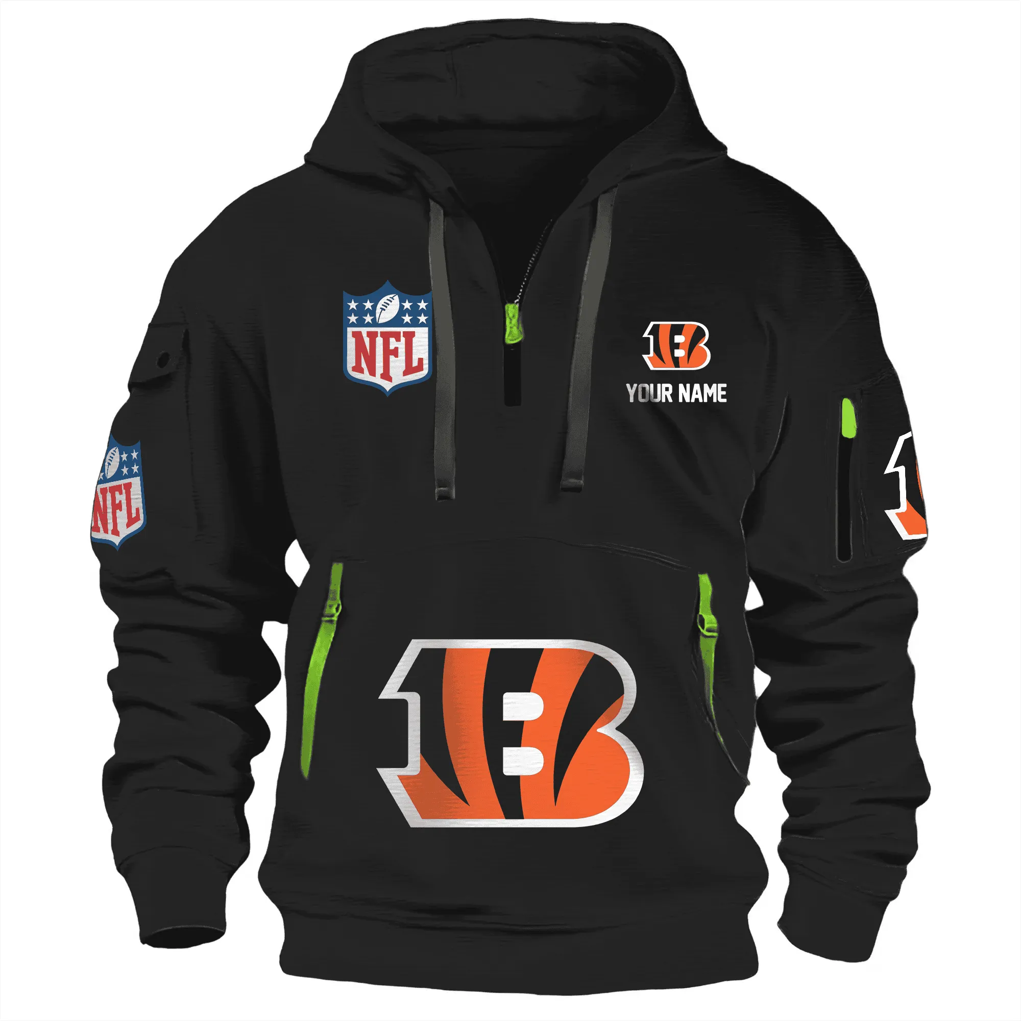 Cincinnati Bengals Premium Nfl Quarter Zip Hoodie For Men Women