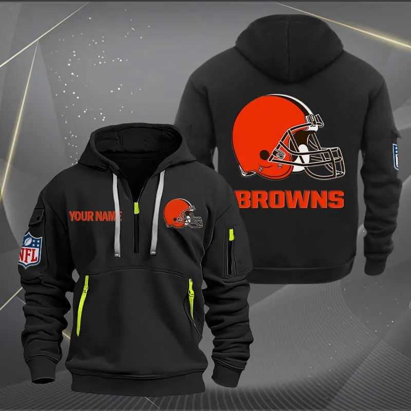 Cleveland Browns Heavy Hoodie Quarter Zip Hoodie
