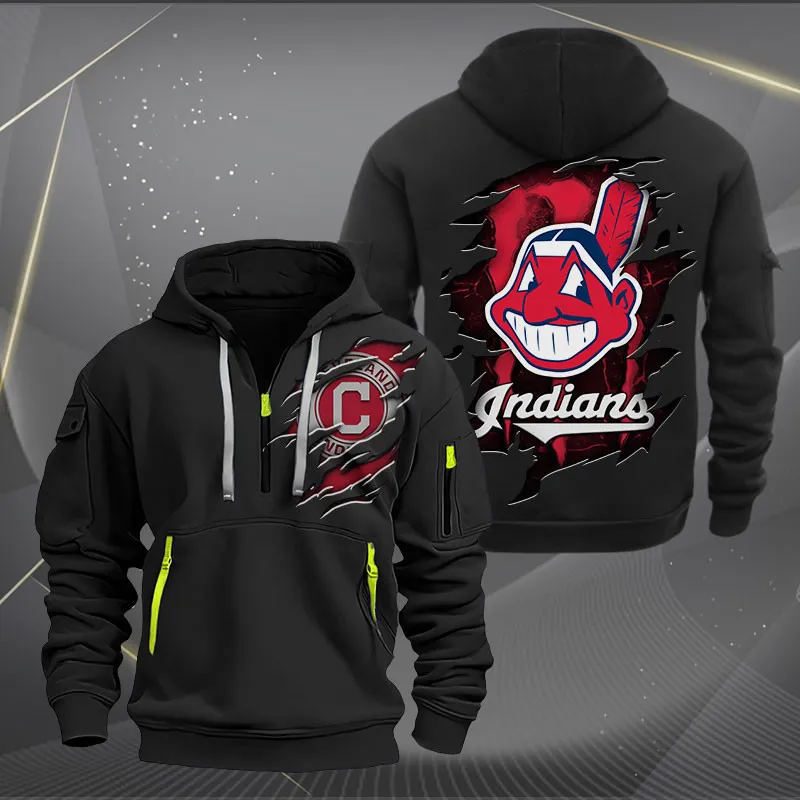 Cleveland Indians Heavy Quarter Zip Hoodie For Men Women