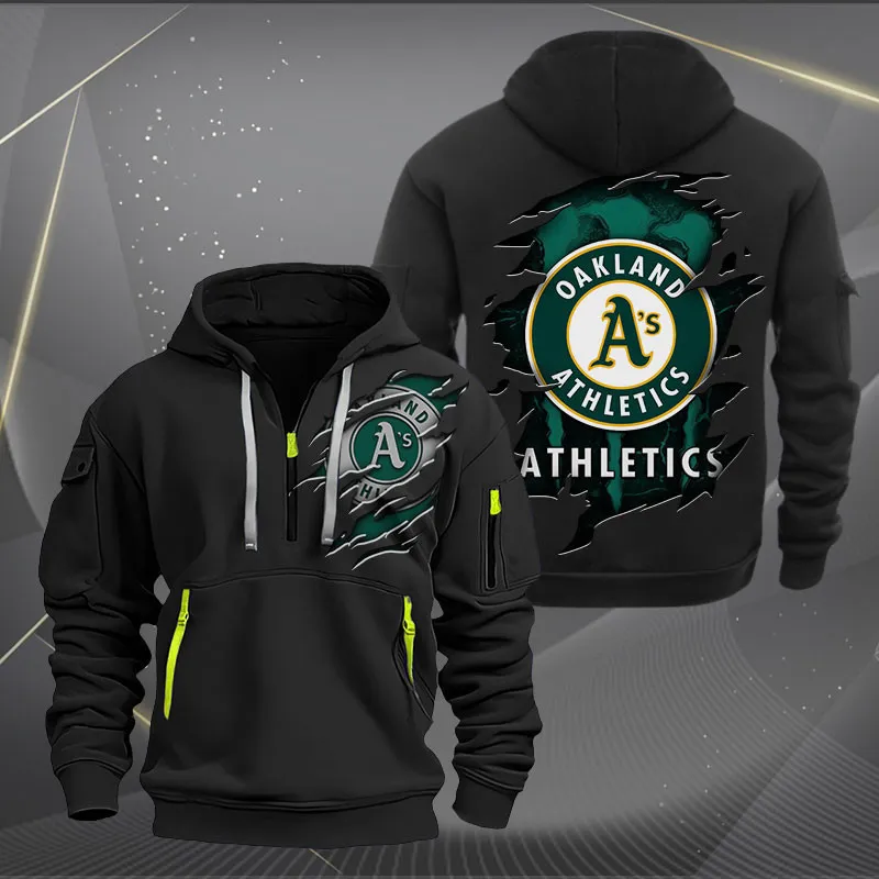 Oakland Athletics Heavy Quarter Zip Hoodie For Men Women