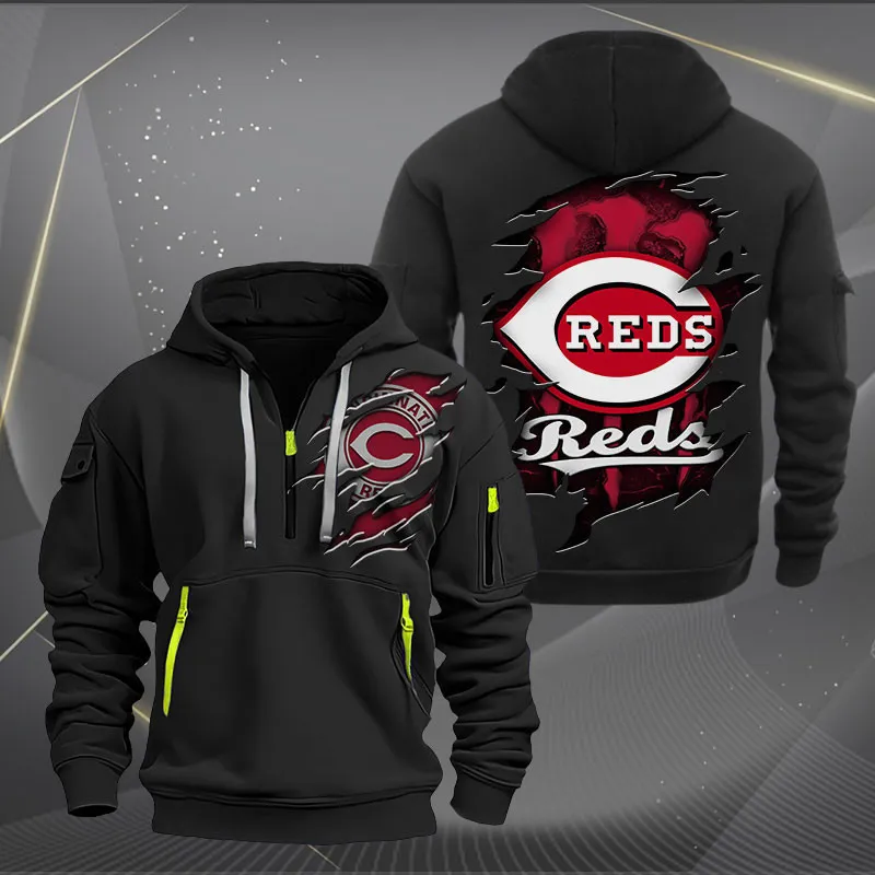 Cincinnati Reds Heavy Quarter Zip Hoodie For Men Women