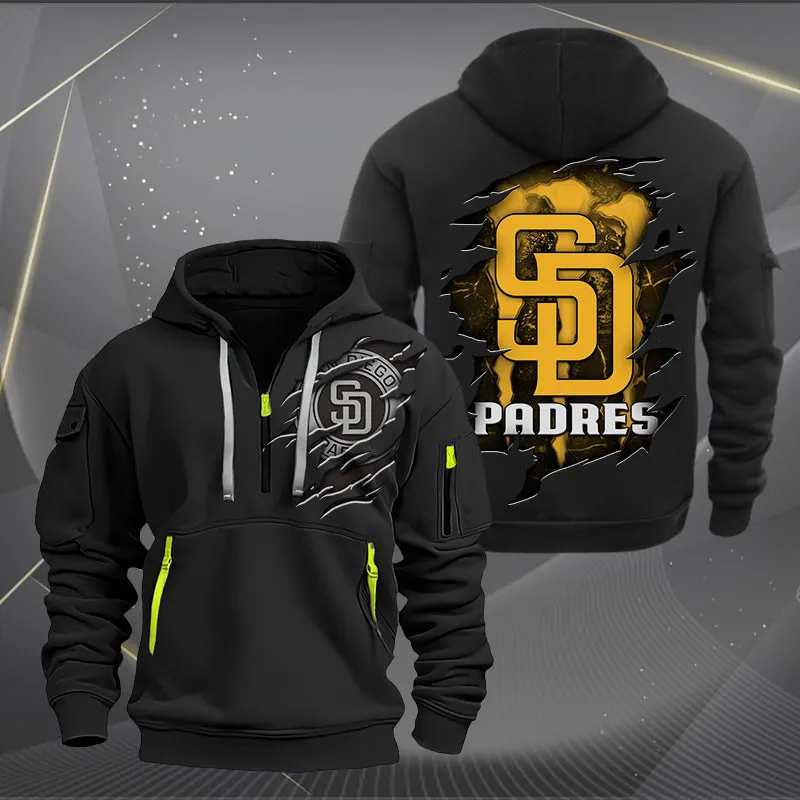 San Diego Padres Heavy Hoodie Quarter Zip Hoodie