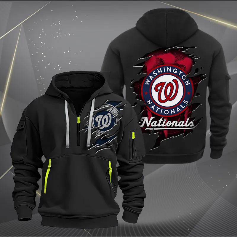 Washington Nationals Heavy Quarter Zip Hoodie For Men Women