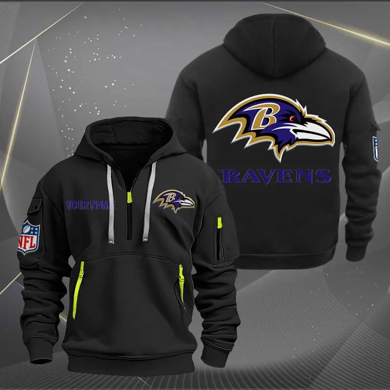 Baltimore Ravens Heavy Hoodie Quarter Zip Hoodie